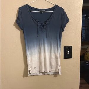 Vintage Lauren Ralph Lauren Blue Cap Sleeve Tie Front Tee